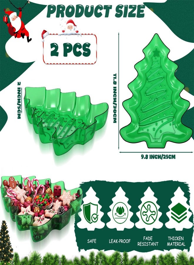 Wiwiqing 2 Pcs Christmas Tree Shaped Serving Tray Plastic Green Christmas Serving Platter Reusable Xmas Snack Tray Food Holder Appetizer Platter for Winter Xmas Themed Party Supplies Home Decoration - Image 2