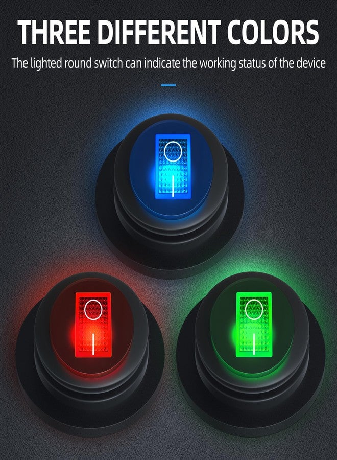 DaierTek Round Rocker Switch 12V 20A UL Certified Waterproof Marine Round LED Switch On/Off Switch, Heavy Duty 3 Colors with Car Housing - Image 3