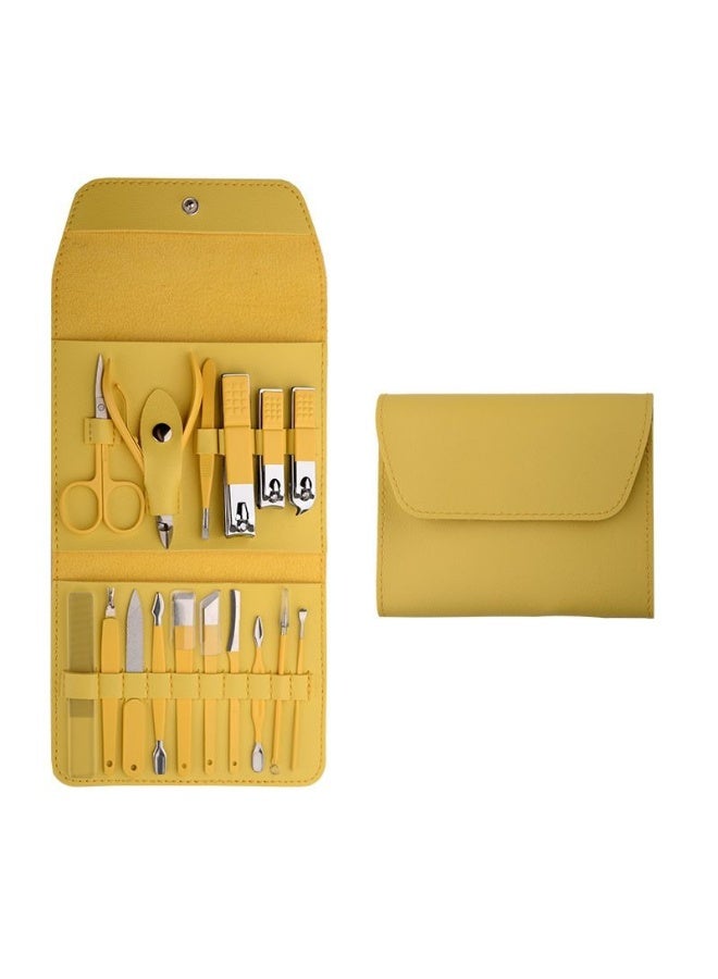 مجموعة قصافات أظافر مكونة من 16 قطعة، مجموعة عناية احترافية مع حقيبة جلدية للسفر، أدوات أظافر مع حقيبة سفر فاخرة للرجال والنساء - Image 1