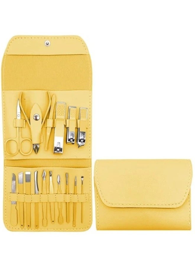 مجموعة قصافات أظافر مكونة من 16 قطعة، مجموعة عناية احترافية مع حقيبة جلدية للسفر، أدوات أظافر مع حقيبة سفر فاخرة للرجال والنساء - Image 2