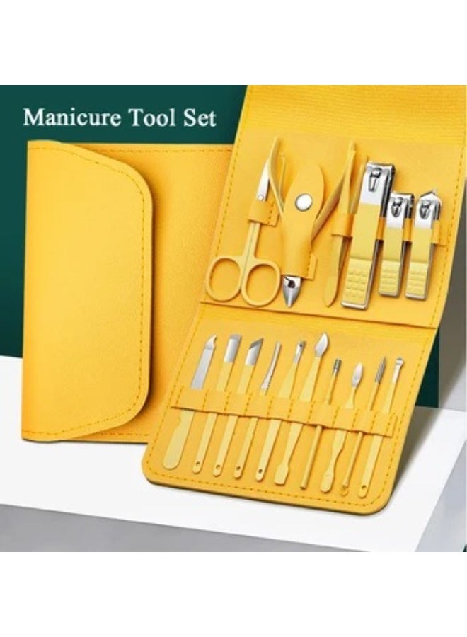 مجموعة قصافات أظافر مكونة من 16 قطعة، مجموعة عناية احترافية مع حقيبة جلدية للسفر، أدوات أظافر مع حقيبة سفر فاخرة للرجال والنساء - Image 3