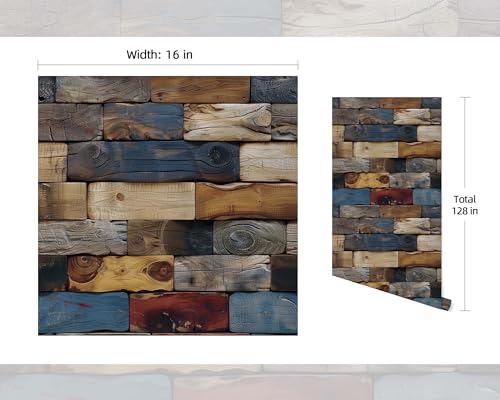 FLFK Wood Bricks Wallpaper Peel and Stick Wood Wall Paper Self Adhesive Removable Wallpaper for Bedroom Living Room Kitchen Office Apartment Decor 16x128 - Image 3