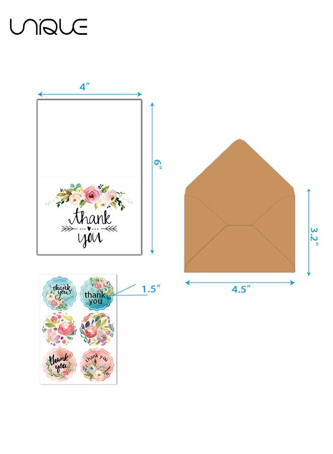 يونيك 8 مجموعات من بطاقات الشكر - تأتي مع مغلف وملصقات كرافت ، مظهر احترافي 4x6 | مناسبة لاستحمام الطفل ، الزفاف ، الأعمال التجارية الصغيرة ، حفل التخرج ، حمام الزفاف ، (ملون) - Image 2
