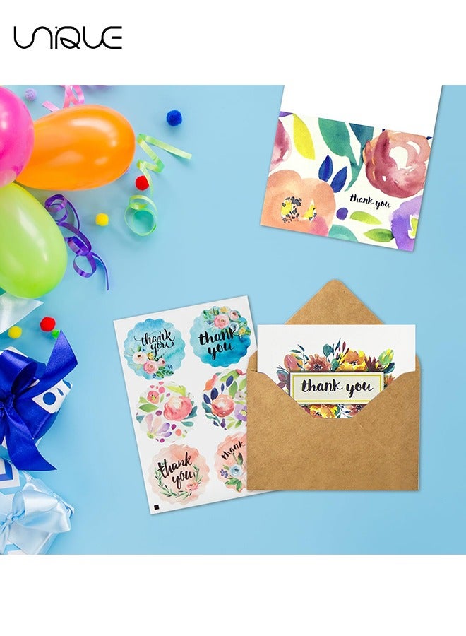 يونيك 8 مجموعات من بطاقات الشكر - تأتي مع مغلف وملصقات كرافت ، مظهر احترافي 4x6 | مناسبة لاستحمام الطفل ، الزفاف ، الأعمال التجارية الصغيرة ، حفل التخرج ، حمام الزفاف ، (ملون) - Image 3