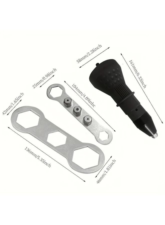 Black Electric Rivet Nut Gun Cordless Riveting Tool 2 4mm to 4 8mm Drill Adapter - Image 3
