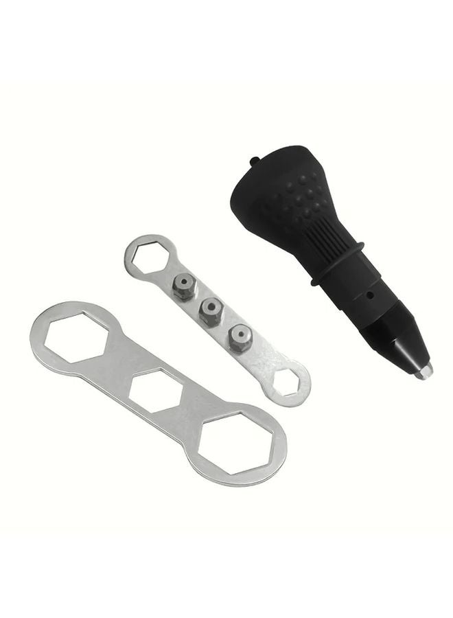 Black Electric Rivet Nut Gun Cordless Riveting Tool 2 4mm to 4 8mm Drill Adapter - Image 1