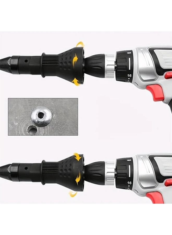 Black Electric Rivet Nut Gun Cordless Riveting Tool 2 4mm to 4 8mm Drill Adapter - Image 2