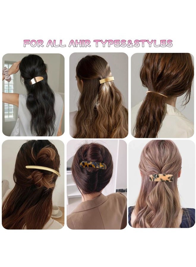 AITELEI 6pcs gold barrettes for women Metal Flat Hair Clips Tortoise Retro French Clips Gold Hair Barrettes Snap Hair Clips for Women Lady - Image 2
