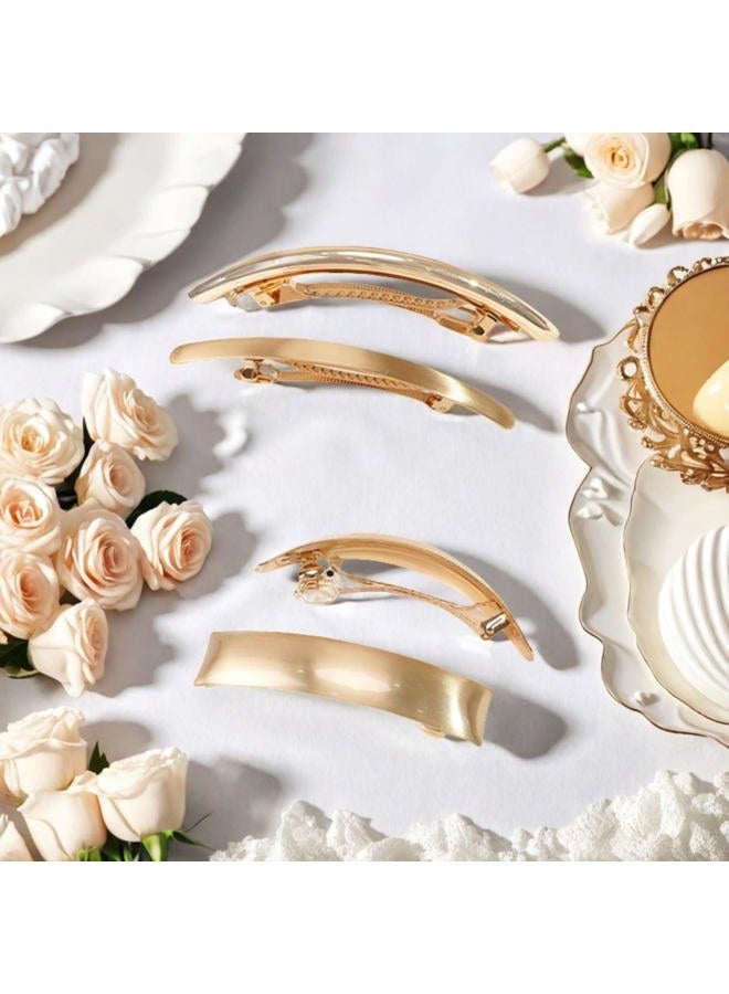 AITELEI 6pcs gold barrettes for women Metal Flat Hair Clips Tortoise Retro French Clips Gold Hair Barrettes Snap Hair Clips for Women Lady - Image 4