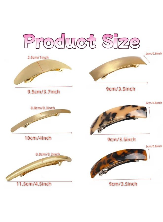 AITELEI 6pcs gold barrettes for women Metal Flat Hair Clips Tortoise Retro French Clips Gold Hair Barrettes Snap Hair Clips for Women Lady - Image 3