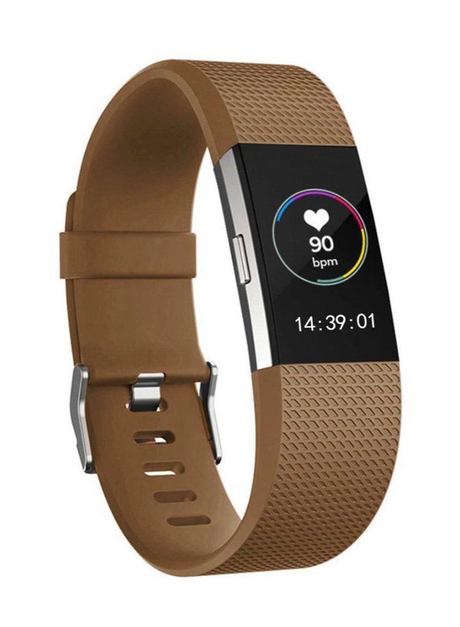 NIBEMINENT Resin Replacement Sport Band For Fitbit Charge 2 Brown - Image 1
