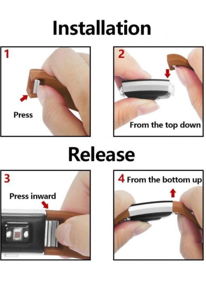 NIBEMINENT Resin Replacement Sport Band For Fitbit Charge 2 Brown - Image 5