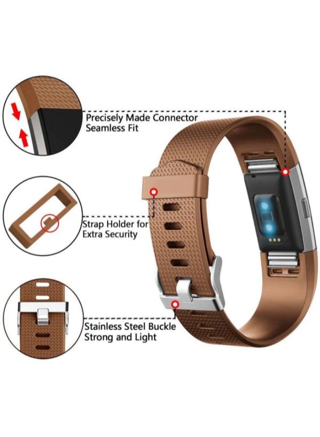 NIBEMINENT Resin Replacement Sport Band For Fitbit Charge 2 Brown - Image 3