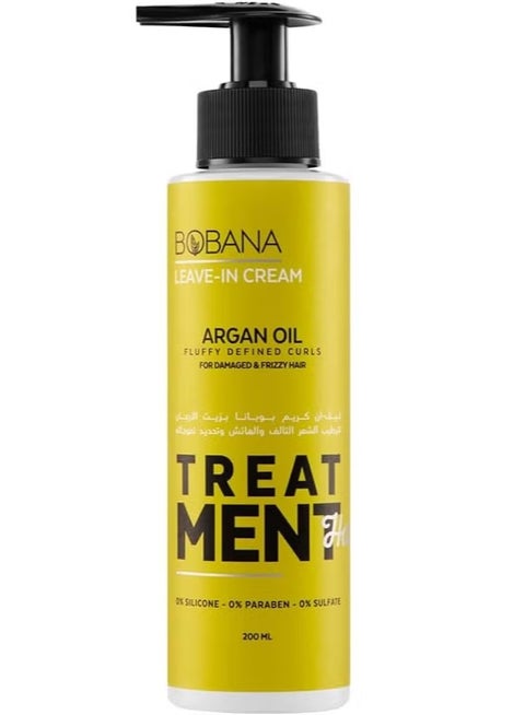 بوبانا كريم ليف إن لعلاج الشعر التالف والمجعد بزيت الأرغان - 200 مل