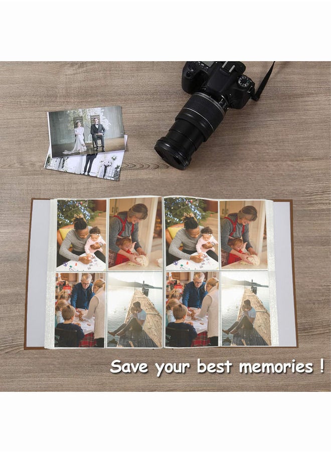Decorhills Decorhills Photo Album Scrapbook with Slip-in Cover, Premium 400 Photo Organizer for Family, Weddings, Travel, and Special Memories, 8 Slots x 50 Pages, 4x6 Inch Photos, Brown  - Image 4