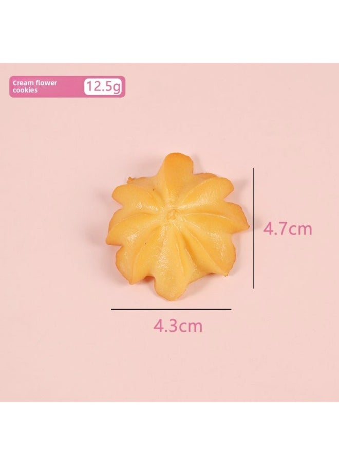 PVC Simulation Food Biscuits Cookies Three-dimensional Refrigerator Stickers Fun Dessert Sandwich Biscuits Refrigerator Magnet-Color:Cream-Flower Cookies-No Magnet  - Image 1