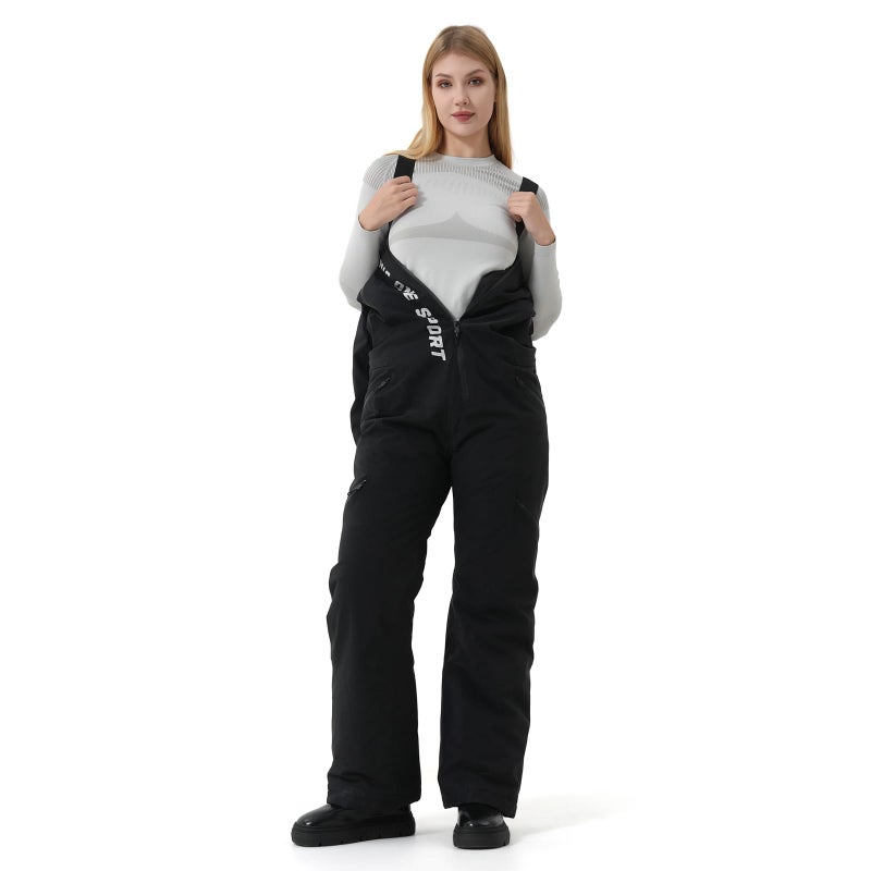 MOUS ONE Women One Pieces Ski Suits Waterproof Warm Insulated Ski Jumpsuit Removable Hood Snowsuit for Snow Sport(Black 1, Large) - Image 4