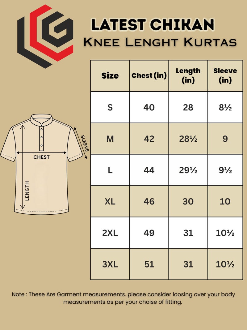 LATEST CHIKAN Men's Cotton Regular Casual Short Kurta Half Sleeves - SK-LJ-BL-44 - Image 4