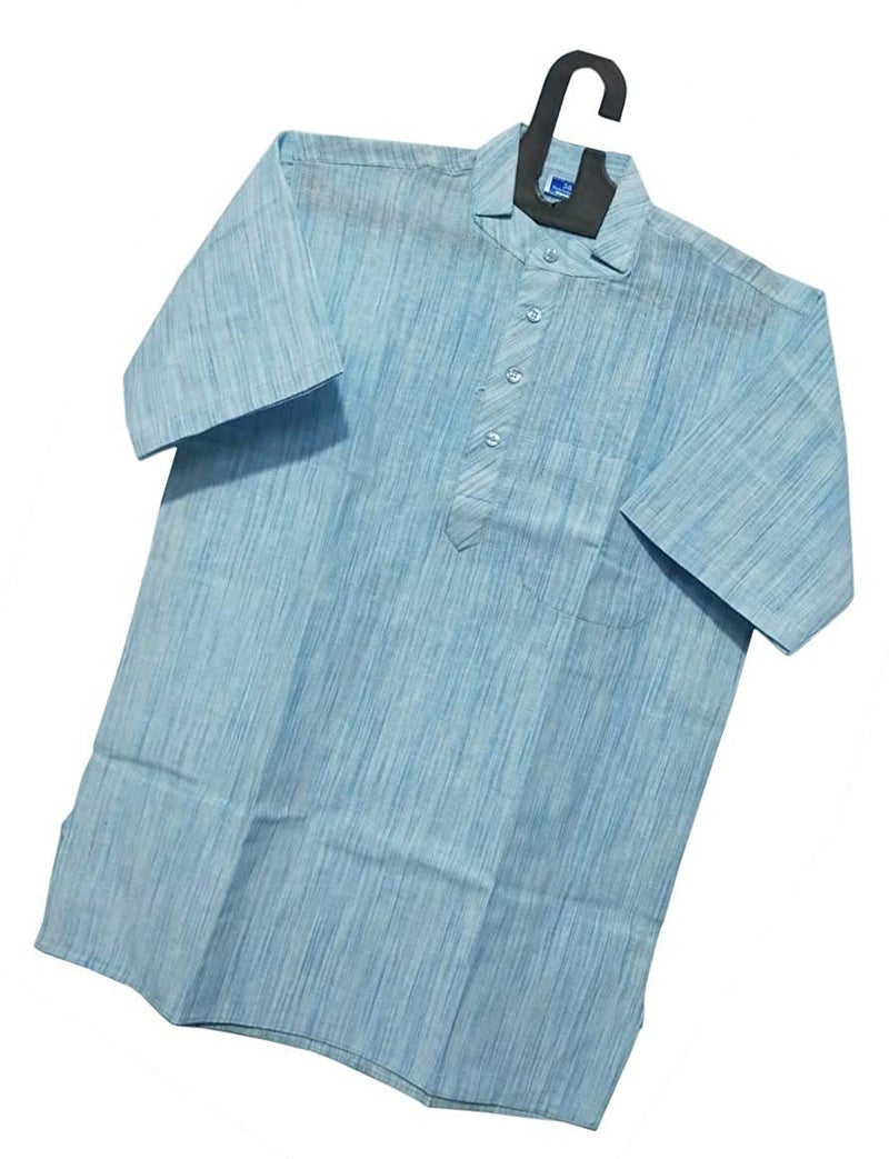 LATEST CHIKAN Men's Cotton Regular Casual Short Kurta Half Sleeves - SK-LJ-BL-44 - Image 3
