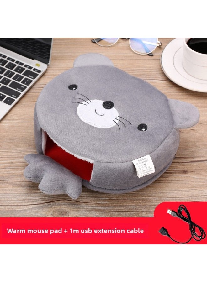 Winter Heating Hand Warmer Mouse Pad With Wrist Guard Winter Mouse Cover Warm Computer Men's Fleece-lined Thickened Gloves Free Shipping-Pattern:Little Mouse + 1m Usb Extension Cable  - Image 1