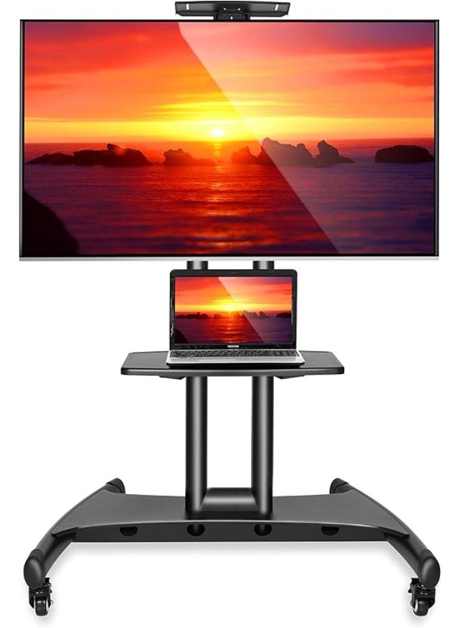 Rolling TV Cart Stand for 40-65 Inch Flat & Curved Screens – Universal Mount with Smooth Wheels - Image 1