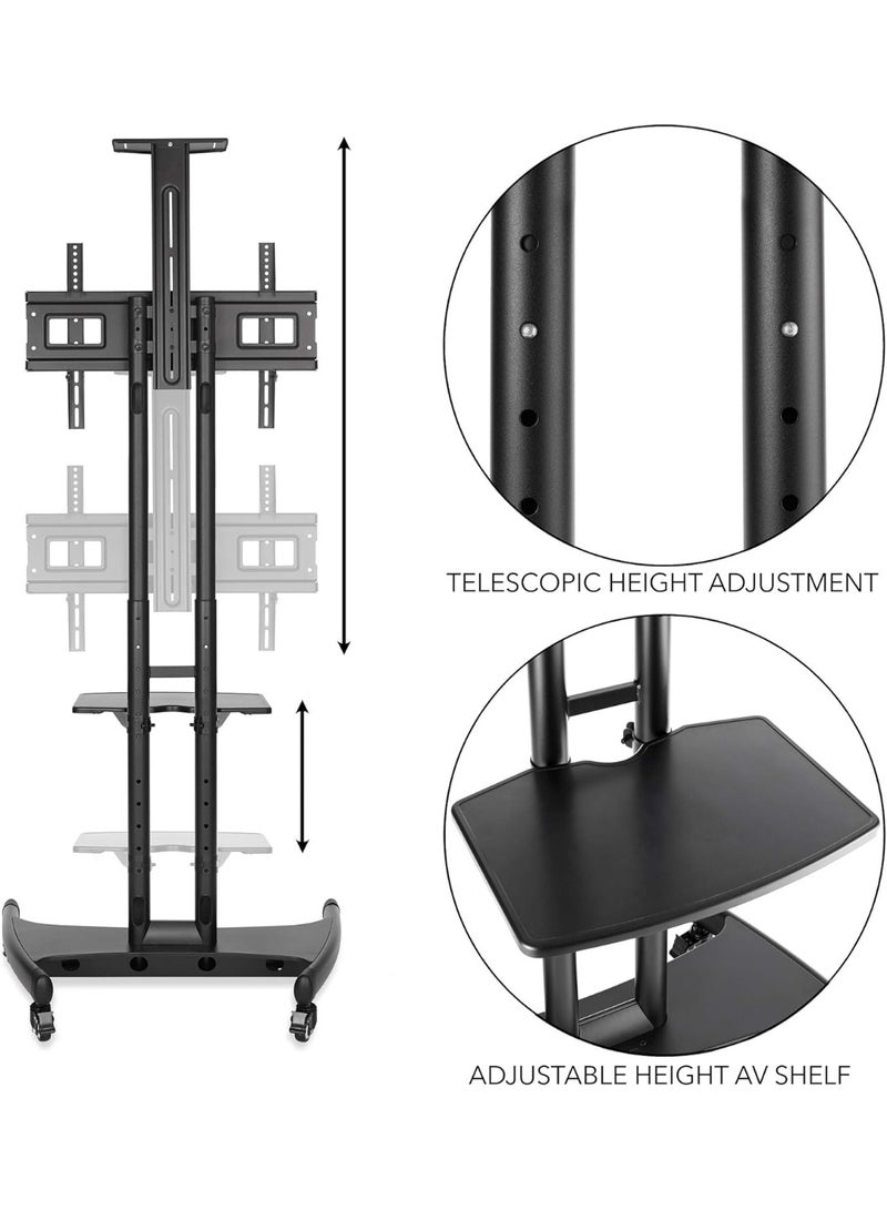 Rolling TV Cart Stand for 40-65 Inch Flat & Curved Screens – Universal Mount with Smooth Wheels - Image 2