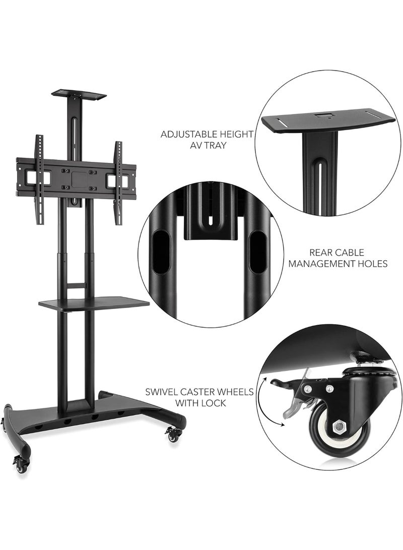 Rolling TV Cart Stand for 40-65 Inch Flat & Curved Screens – Universal Mount with Smooth Wheels - Image 3