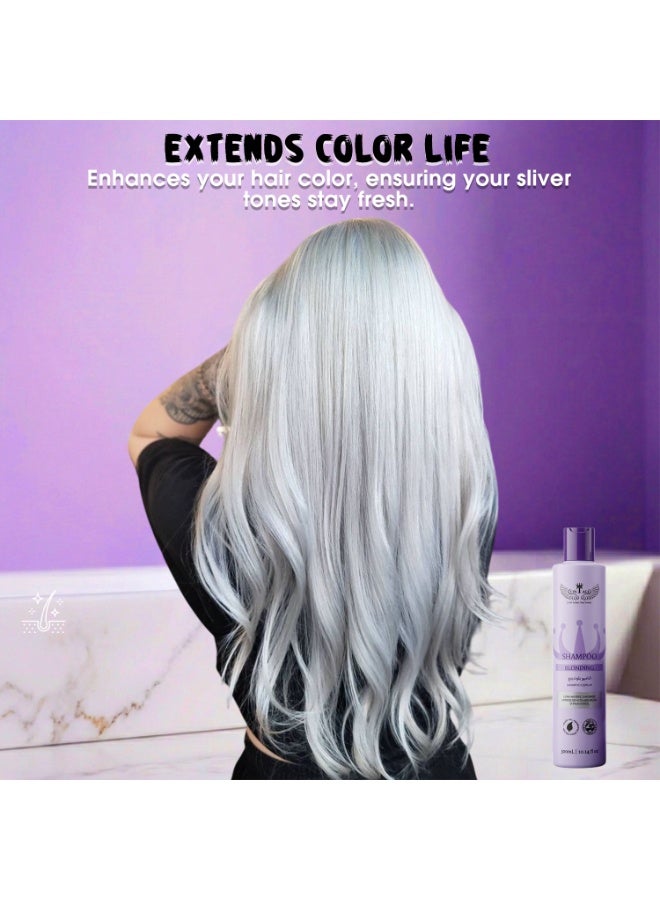 VINTAGE Blonding Purple Shampoo 300ml | Anti-Yellow Toning Shampoo for Blonde, Silver & Grey Hair | Brassiness Neutralizer | Color Protection & Shine - Image 4