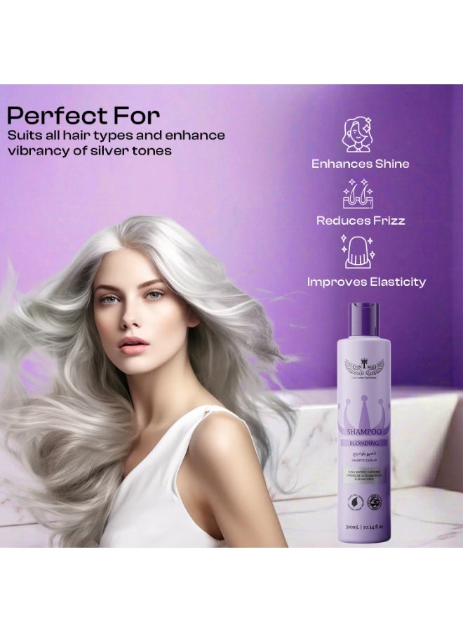 VINTAGE Blonding Purple Shampoo 300ml | Anti-Yellow Toning Shampoo for Blonde, Silver & Grey Hair | Brassiness Neutralizer | Color Protection & Shine - Image 3