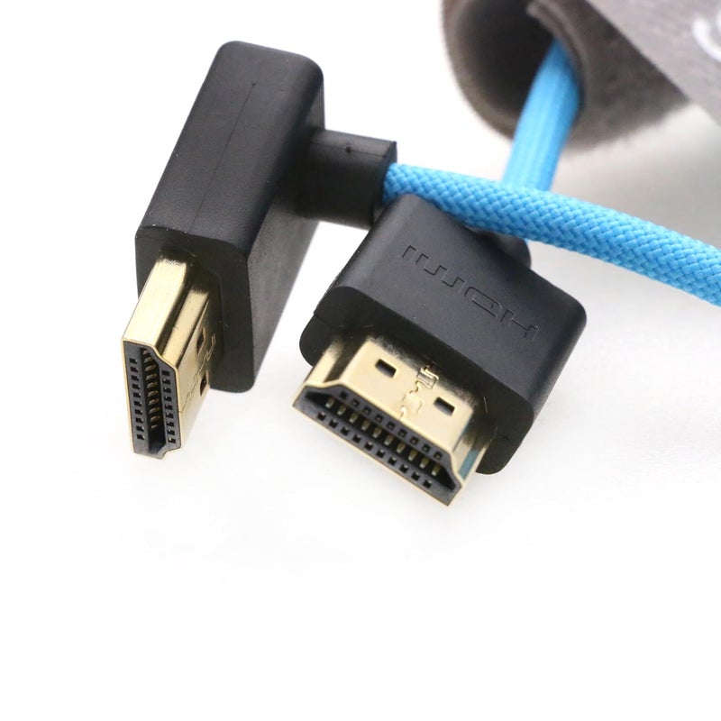 اس زد ار ام سي سي كابل 8K HDMI إلى HDMI بزاوية سفلية فائق السرعة ملفوف مضفر للكاميرا Z Cam E2 Sony FX6 FX9 Canon EOS C70 C300 Portkeys BM5 Atomos Ninjav V Shogun Monitor - Image 4