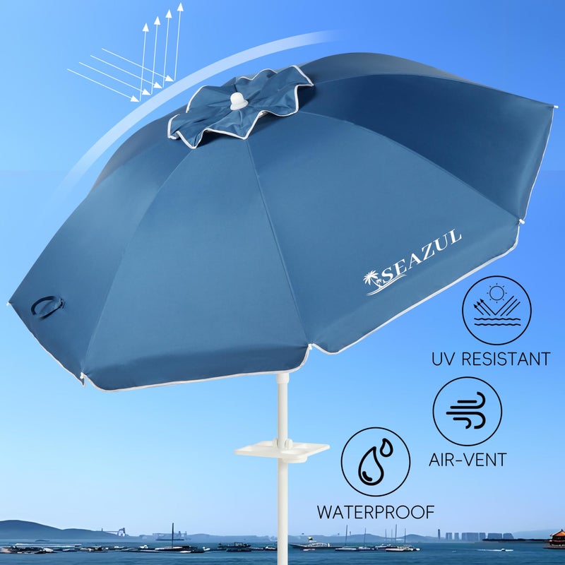 Seazul 6.5ft Sun Shade Umbrella, Portable Umbrella with Stand for Sports, Water Weight Bag, Adjustable and Lightweight, Sun Protection, Blue - Image 5