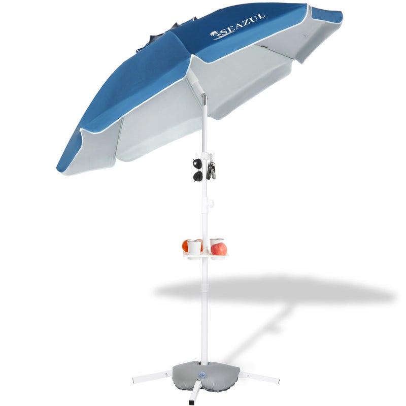 Seazul 6.5ft Sun Shade Umbrella, Portable Umbrella with Stand for Sports, Water Weight Bag, Adjustable and Lightweight, Sun Protection, Blue - Image 1