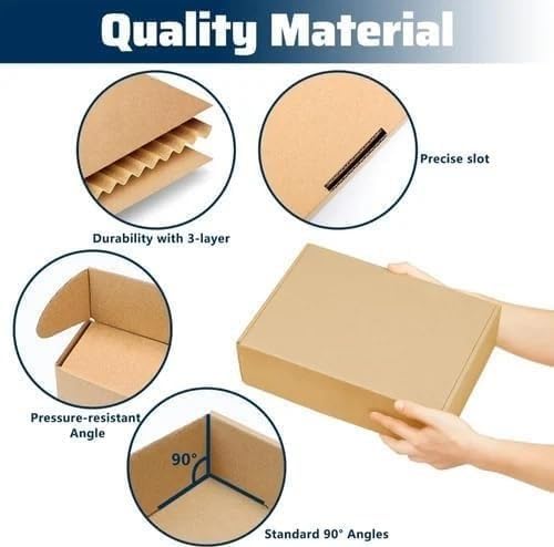 MALANI STORES Corrugated Box Packing box 3.5X3X1.5 inch auto lock mailer corrugated brown boxes - 3 ply Pack of -100 - Image 4