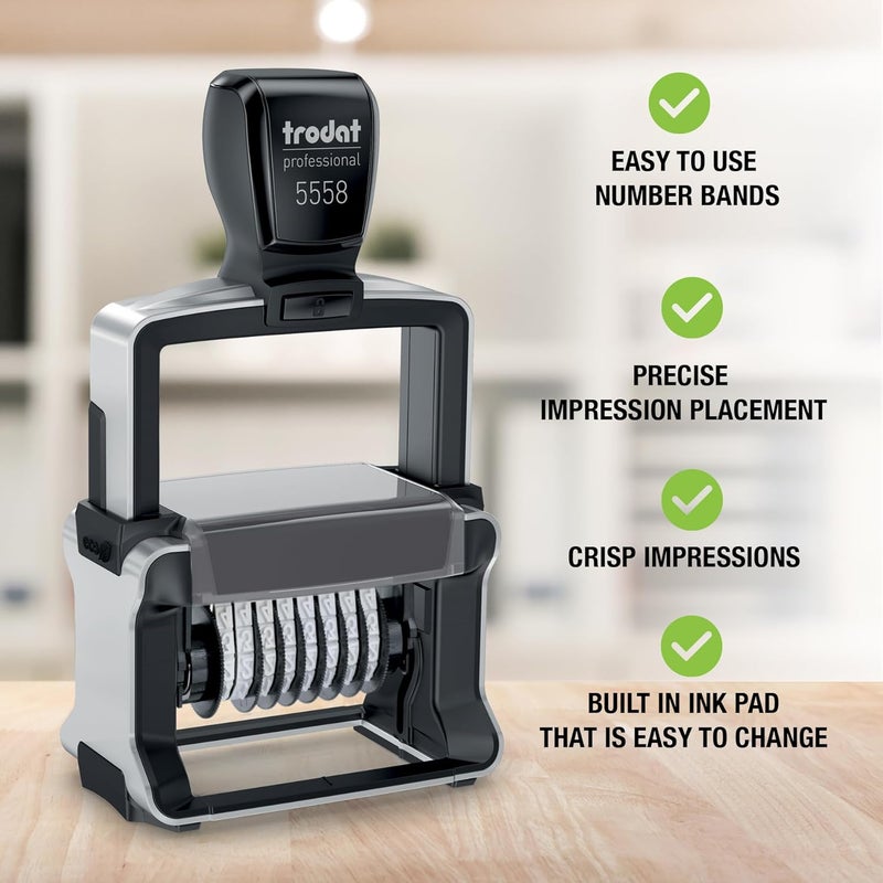 Trodat 5558 Professional Number Stamp with 8 Ribbons, 5 mm Writing Height - Image 3