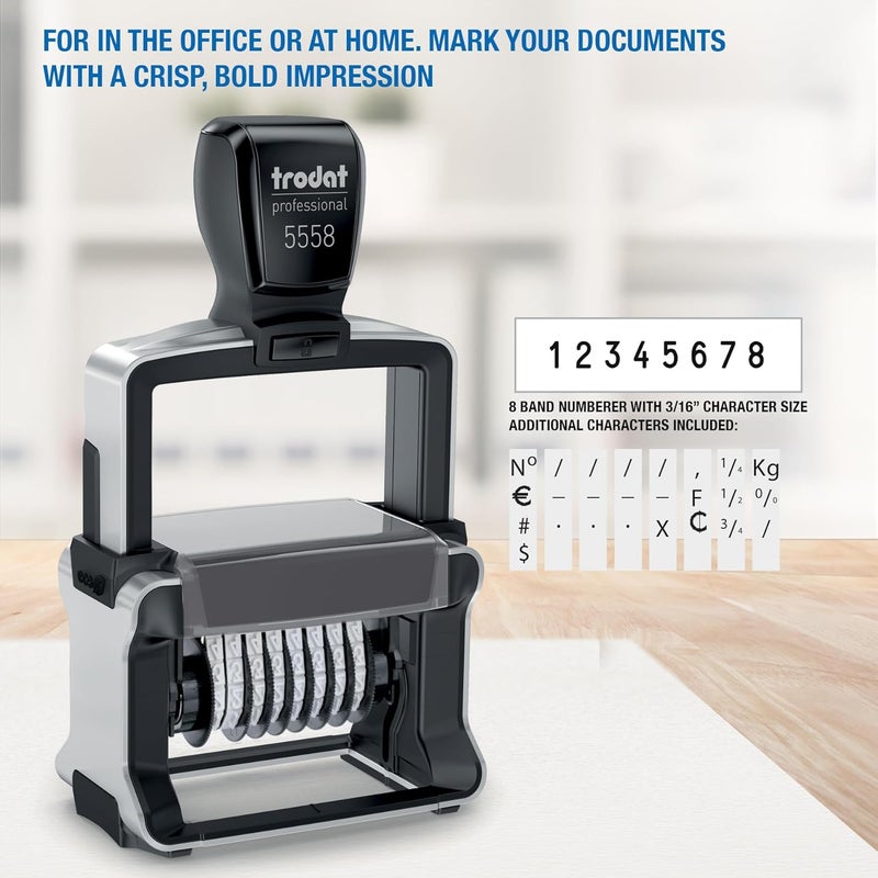 Trodat 5558 Professional Number Stamp with 8 Ribbons, 5 mm Writing Height - Image 2