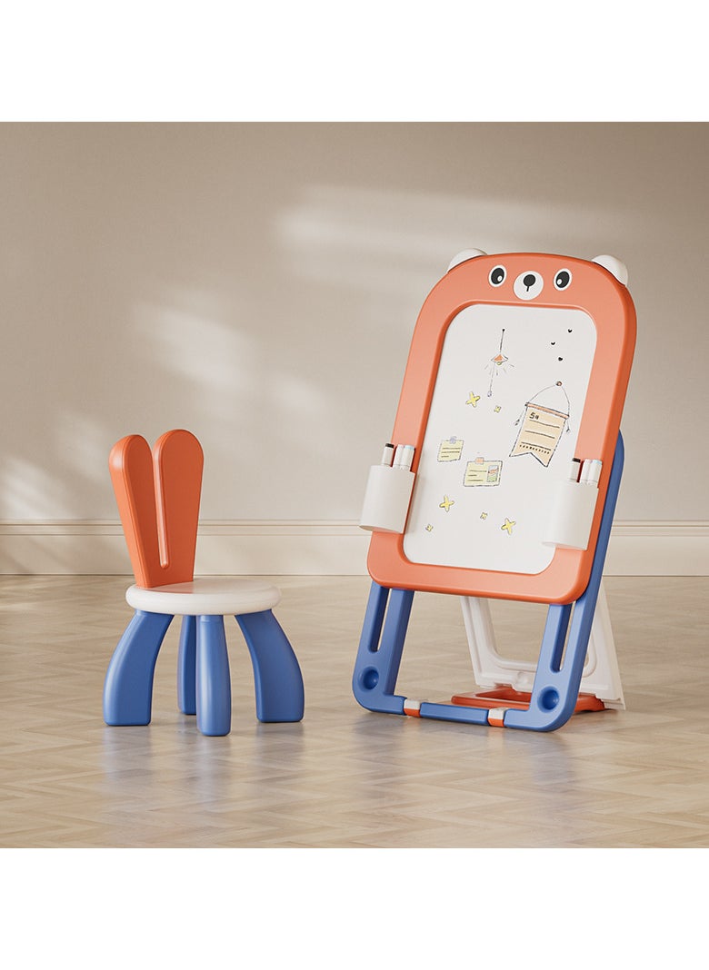 OLUDENIZ Kids Foldable Drawing Board with Bunny Chair – Adjustable Height & Multifunctional Whiteboard for Ages 3-10"  - Image 1