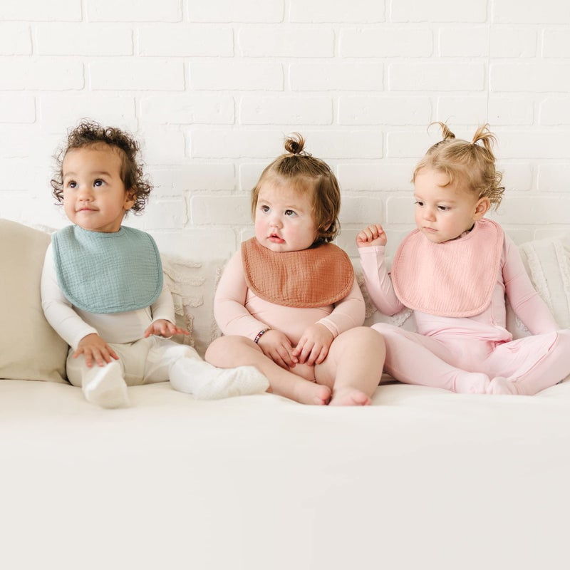 Konssy 6-Pack Muslin Baby Bibs for Boys & Girls, Soft Cotton Absorbent Bandana Drool Bibs for Drooling & Teething - Image 3