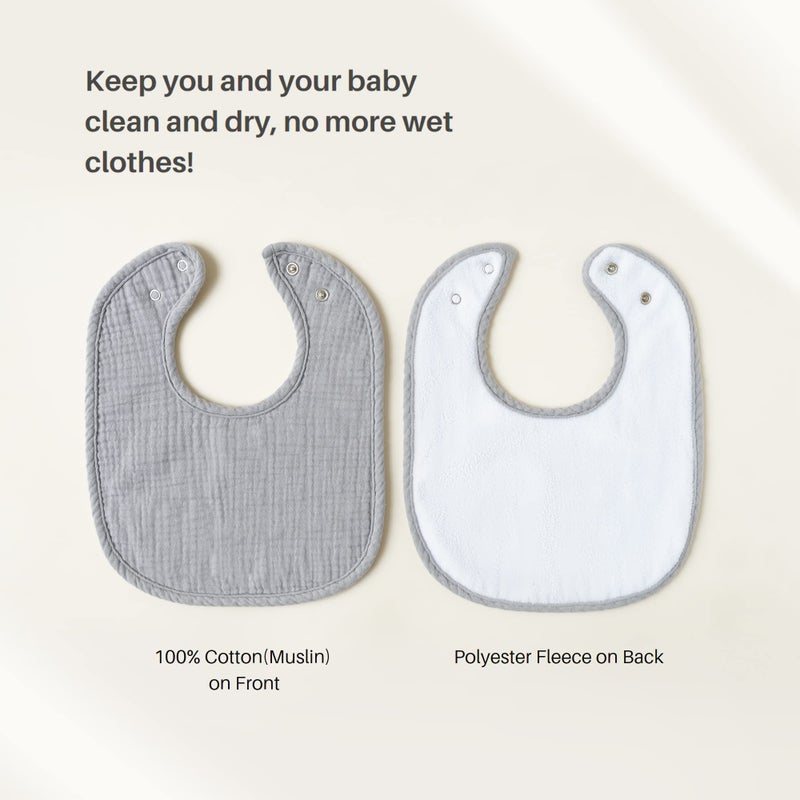 Konssy 6-Pack Muslin Baby Bibs for Boys & Girls, Soft Cotton Absorbent Bandana Drool Bibs for Drooling & Teething - Image 5