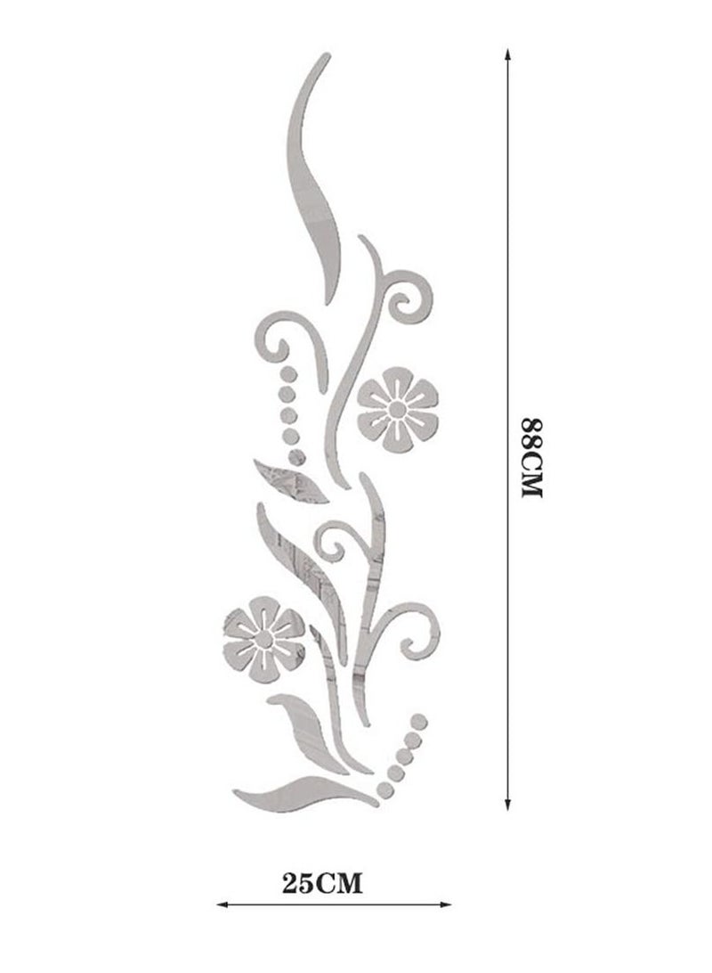 Excefore 3D Flower Mirror Wall Decoration, Petal Crystal Mirror Stereoscopic Wall Sticker for Bedroom Living Room Sofa Tv Wall Background, Removable Acrylic Art Mural for Home Decoration, Silver - Image 4