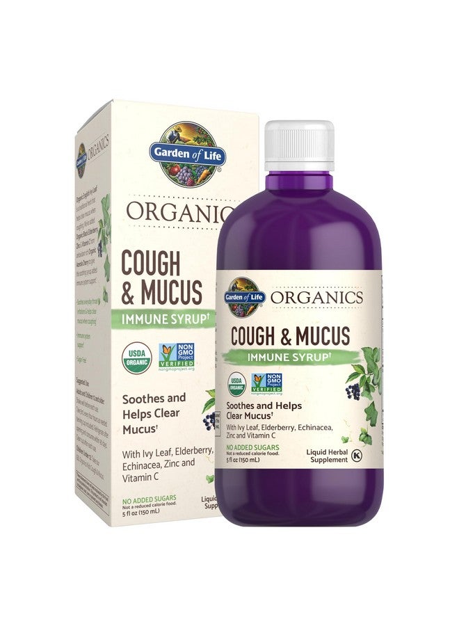 Garden of Life Garden of Life Organics Elderberry Zinc Immune Support for Adults and Kids 12 and Older, Organic Cough & Mucus Immune Syrup with Ivy Leaf, Vitamin C and Echinacea, No Added Sugars, 5 Fl oz  - Image 1