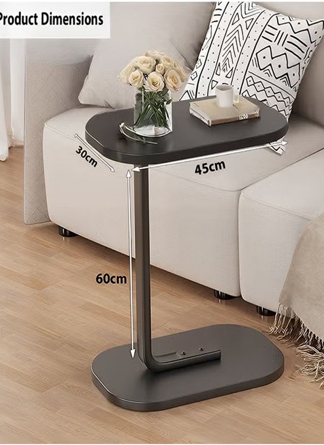 Taimi 4 pieces C-Shaped Side Table Elegant Design with Metal Frame, Sofa Side Coffee Table, Side Table for Living Room, Bedroom, Office, Balcony 45x30x60cm - Black  - Image 3