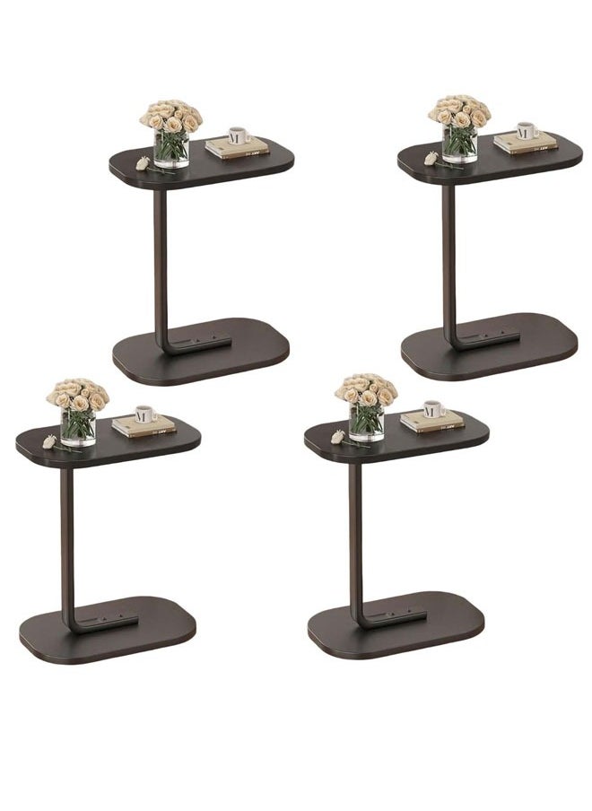 Taimi 4 pieces C-Shaped Side Table Elegant Design with Metal Frame, Sofa Side Coffee Table, Side Table for Living Room, Bedroom, Office, Balcony 45x30x60cm - Black  - Image 2