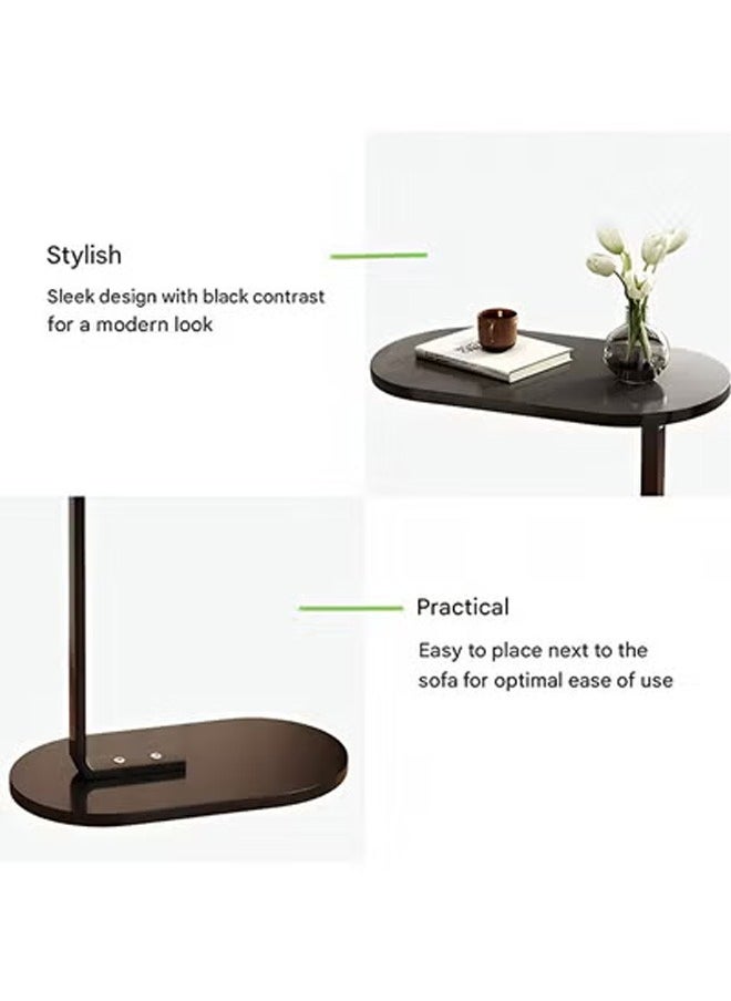 Taimi 4 pieces C-Shaped Side Table Elegant Design with Metal Frame, Sofa Side Coffee Table, Side Table for Living Room, Bedroom, Office, Balcony 45x30x60cm - Black  - Image 4