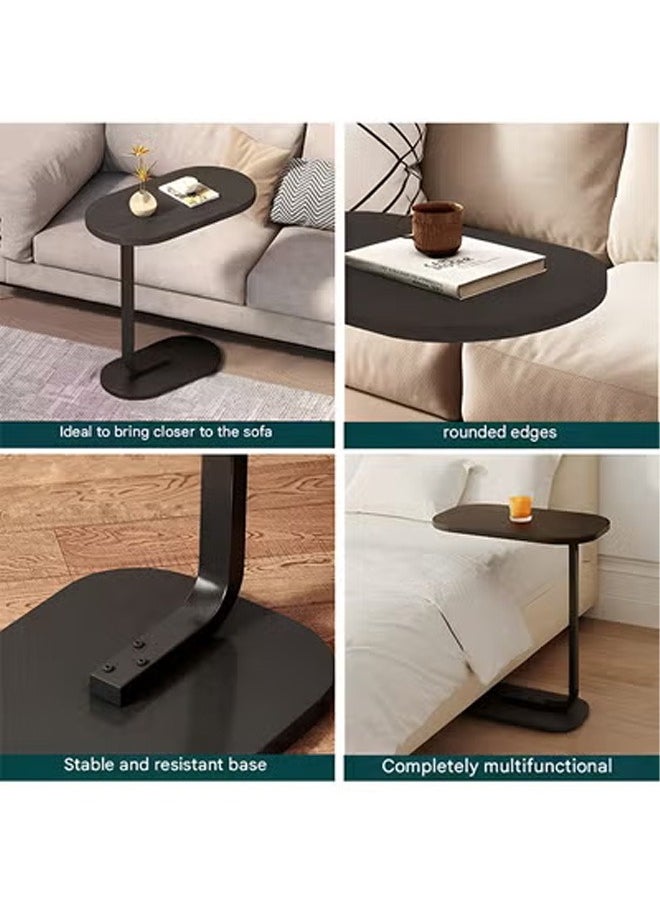 Taimi 4 pieces C-Shaped Side Table Elegant Design with Metal Frame, Sofa Side Coffee Table, Side Table for Living Room, Bedroom, Office, Balcony 45x30x60cm - Black  - Image 5