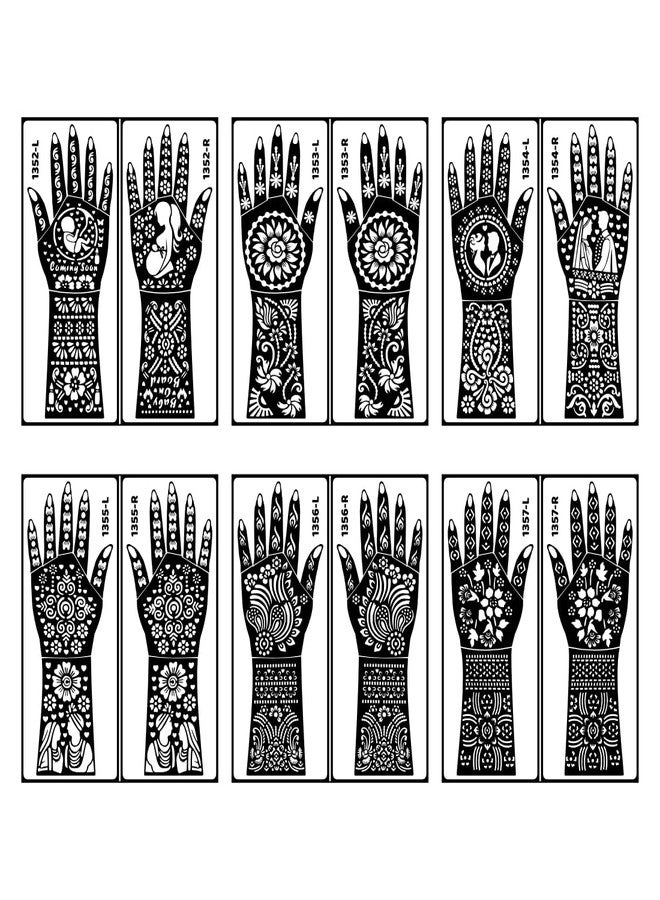 VANVATI Full Hand Combo Mehndi Stencil Sticker Set for Baby Shower & Every Occasion - Image 2