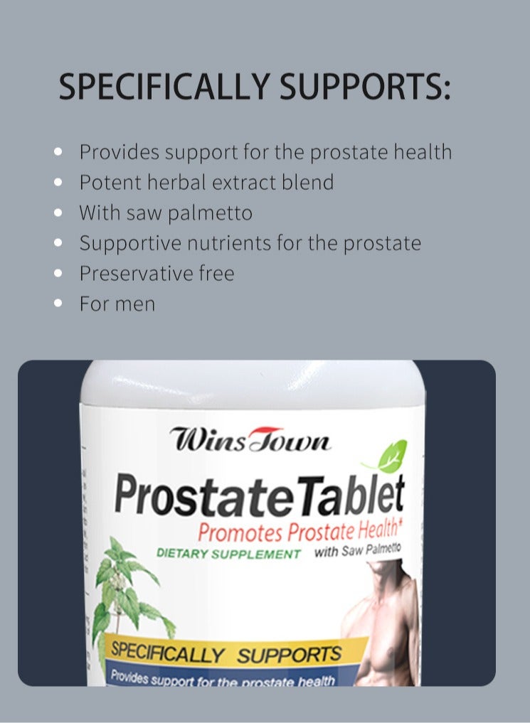 Wins Town Prostate Health Tablets with Saw Palmetto - 60 Tablets for Men's Bladder & Urinary Relief  - Image 4