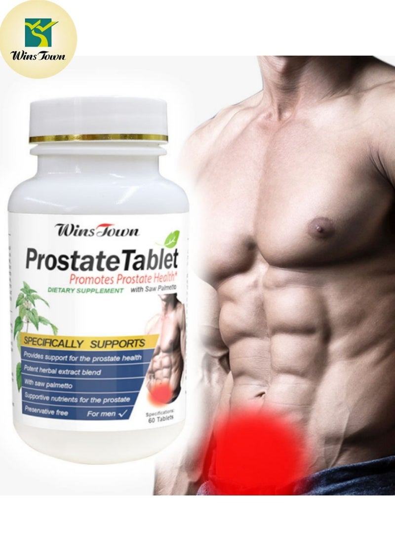 Wins Town Prostate Health Tablets with Saw Palmetto - 60 Tablets for Men's Bladder & Urinary Relief  - Image 1