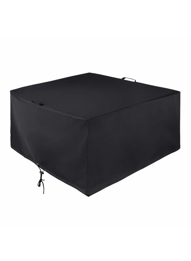 Unicook Square Fire Pit Cover 38 Inch, Heavy Duty Waterproof Fire Table Cover, Outdoor Firepit Cover with Drawstring and Handles, Fade Resistant Material, All Weather Protection, Black - Image 1