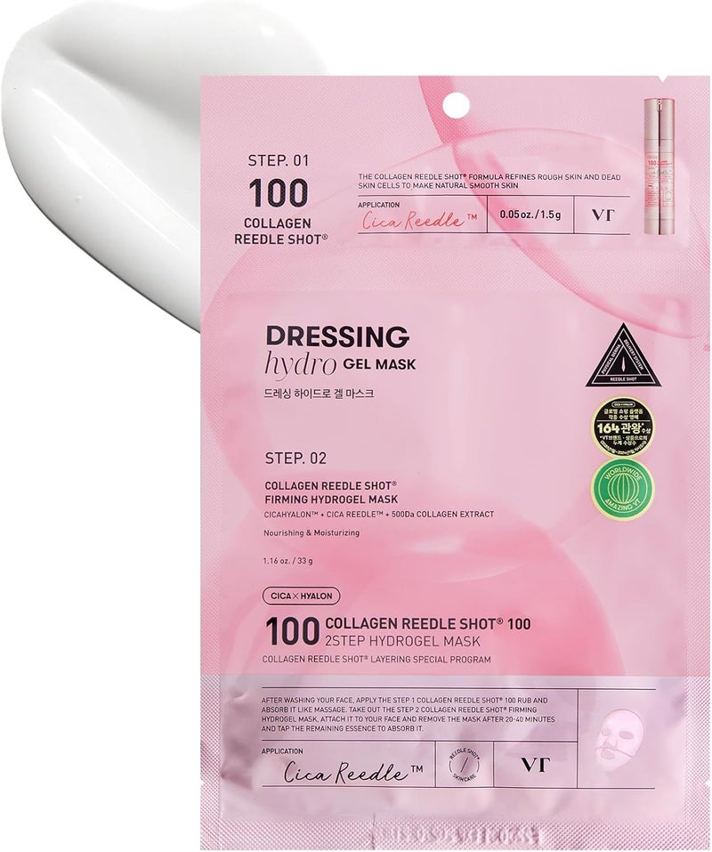 VT COSMETICS Collagen Reedle Shot 100 2-Step Hydrogel Mask 4ea | Micro-Needling Collagen Treatment for Firming, Hydration & Skin Elasticity - Image 1