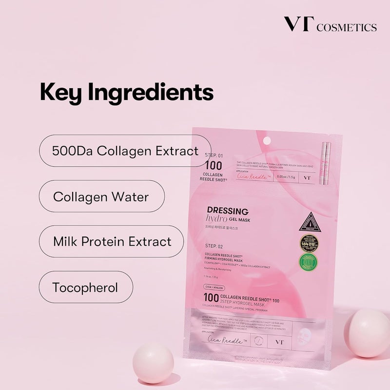 VT COSMETICS Collagen Reedle Shot 100 2-Step Hydrogel Mask 4ea | Micro-Needling Collagen Treatment for Firming, Hydration & Skin Elasticity - Image 4